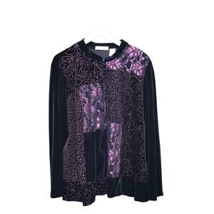 Vintage Patchwork Velvet Rhinestone Lace Cardigan